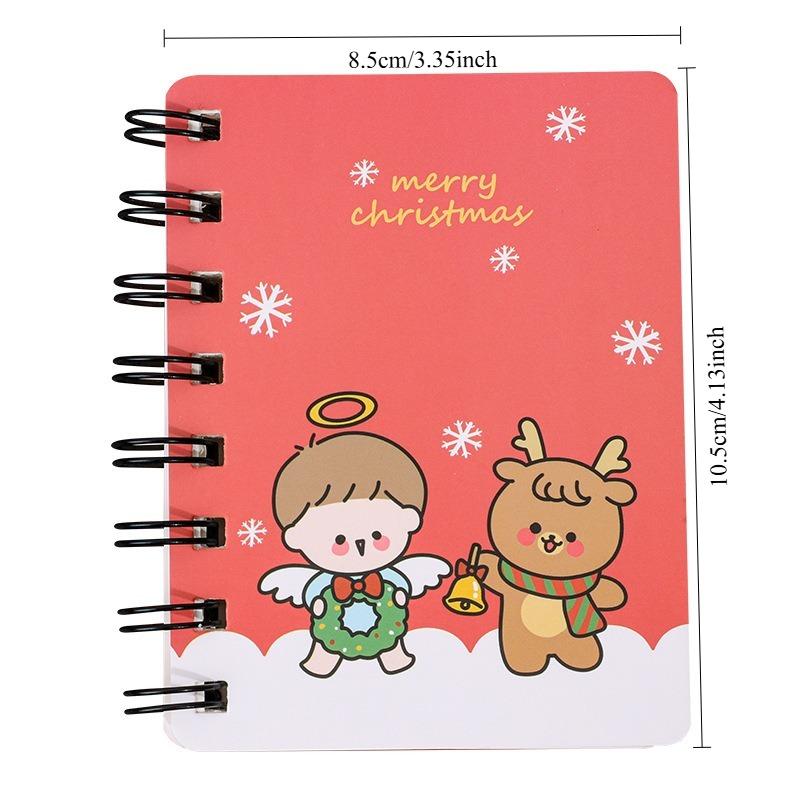 4PCS Christmas Coil Book, Student Mini Portable Christmas Gift Notebook Pocket Notebook