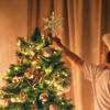 Portable Christmas Golden Tree Top Decoration Golden Star Christmas Tree Top Decoration for Home Holiday Party Decoration