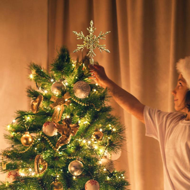 Portable Christmas Golden Tree Top Decoration Golden Star Christmas Tree Top Decoration for Home Holiday Party Decoration