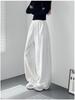 Red High-Waisted Wide-Leg Fleece-Lined Sweatpants for Girls & Women - Drapey Lazy Style Slimming Plus-Size Autumn New Arrival