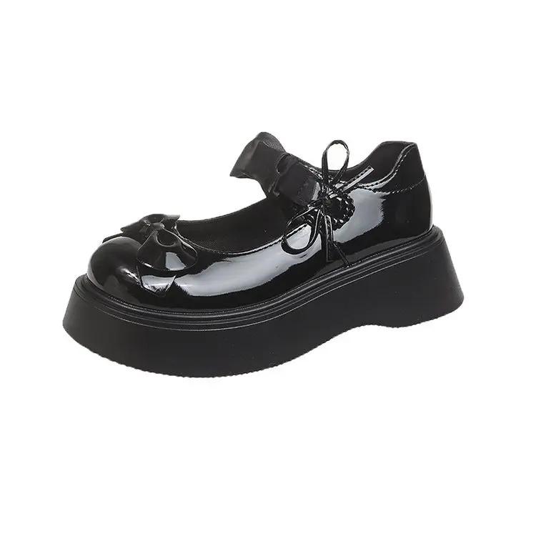 

Туфли Мэри Джейн для женщин Туфли Лолита из лакированной кожи Женские туфли-лодочки из цельной кожи с бабочками Женская обувь в стиле колледжа 35 чёрный