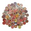 Wooden Buttons, Vintage Button Decorations, Children'S Painted Printed Diy Double-Hole Buttons, 100 Pieces Per Pack
