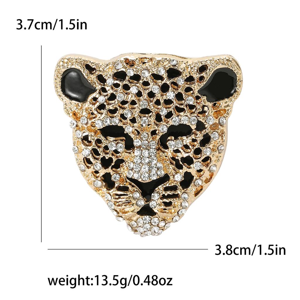 Rhinestone Leopard Pin for Women Unisex Tiger Badge Wolf Brooch Office Party Friend Gifts Jewelry Accessories stranger things