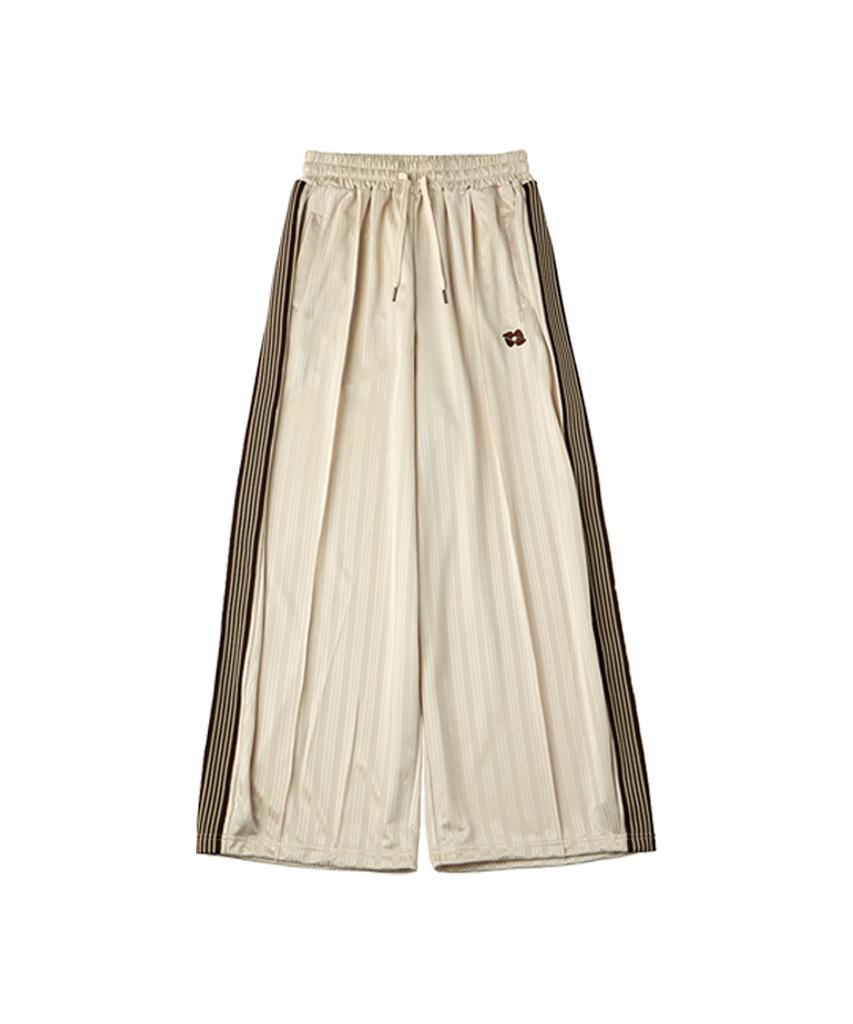 URBANAGE Balloon Fit Curved Line Track Pants_Beige
