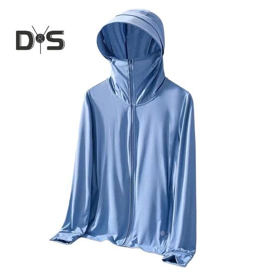 Sunscreen Clothing Jacket Men Women Hooded Long Sleeve Zipper Closure Ice Silk Outdoor UV Protection Coat