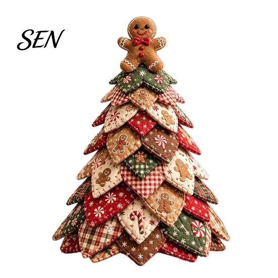 Craft Kits for Home Decor DIY Quilted Fabric Christmas Tree Kit, Vintage Patchwork Sewing Set Festive Projects Holidays Tabletop Decor, Handmade Xmas