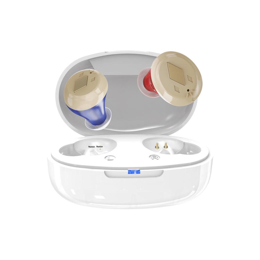 Rechargeable Noise-Reducing Invisible Hearing Aid with Amplifier and Button