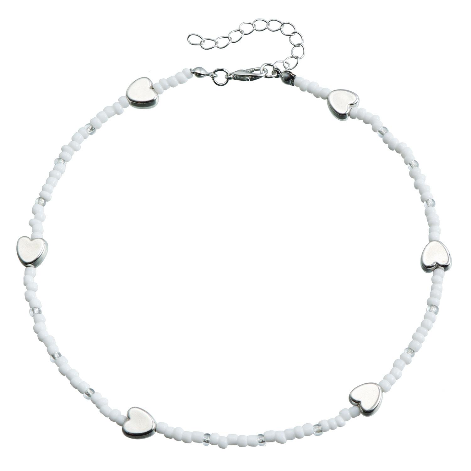 

Аксессуары, Богемное белое рисовое ожерелье из бусин для женщин, Креативная бисерная цепочка на ключицу с любовным персиковым сердцем