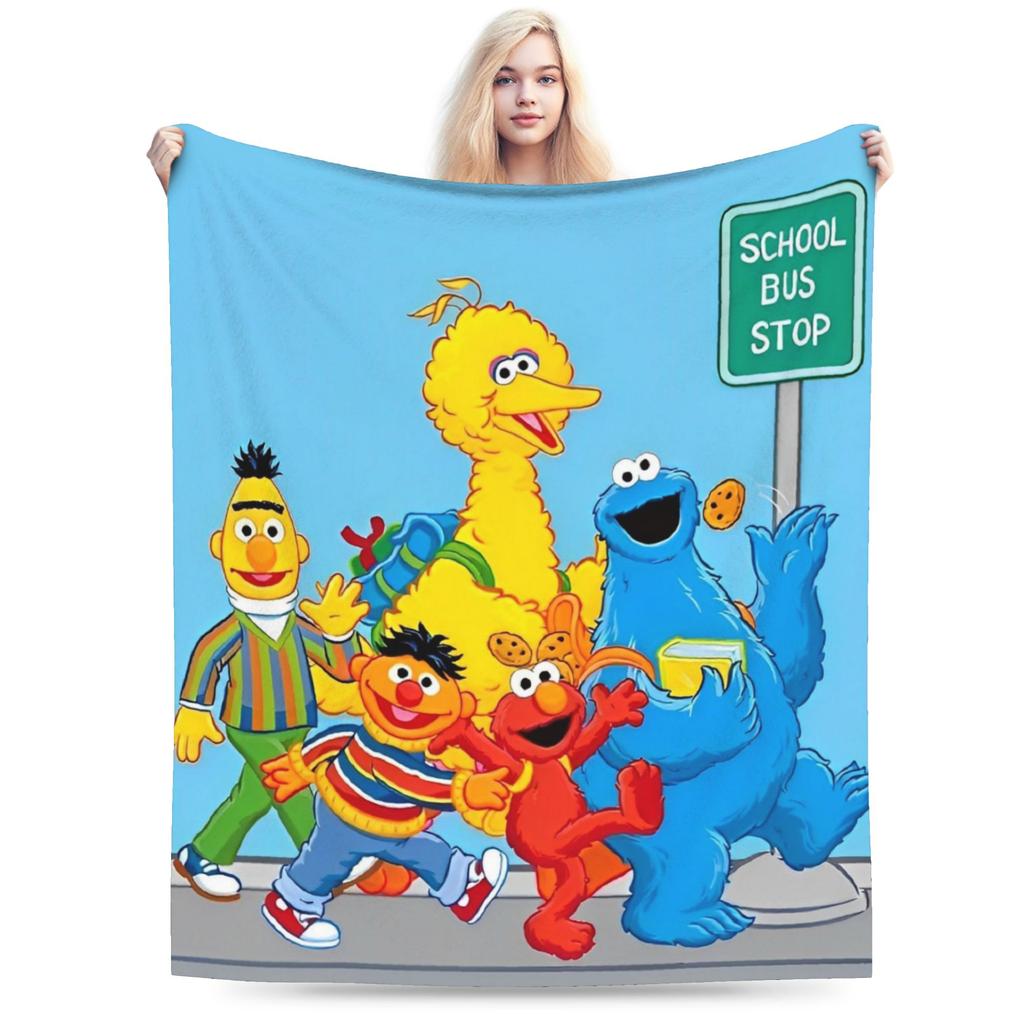Cookie Monsters Cartoon  Blanket Fleece Decoration Sesame Street SesameStreet Soft Throw Blanket for Sofa Car Plush Thin Quilt