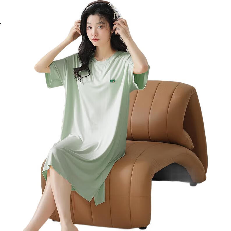 LangSha Padded Nightgown for Women, Loose-Fitting Bra-Free Sleepwear, Thin And Suitable for Outdoor Wear, Short-Sleeved Ladies' Loungewear