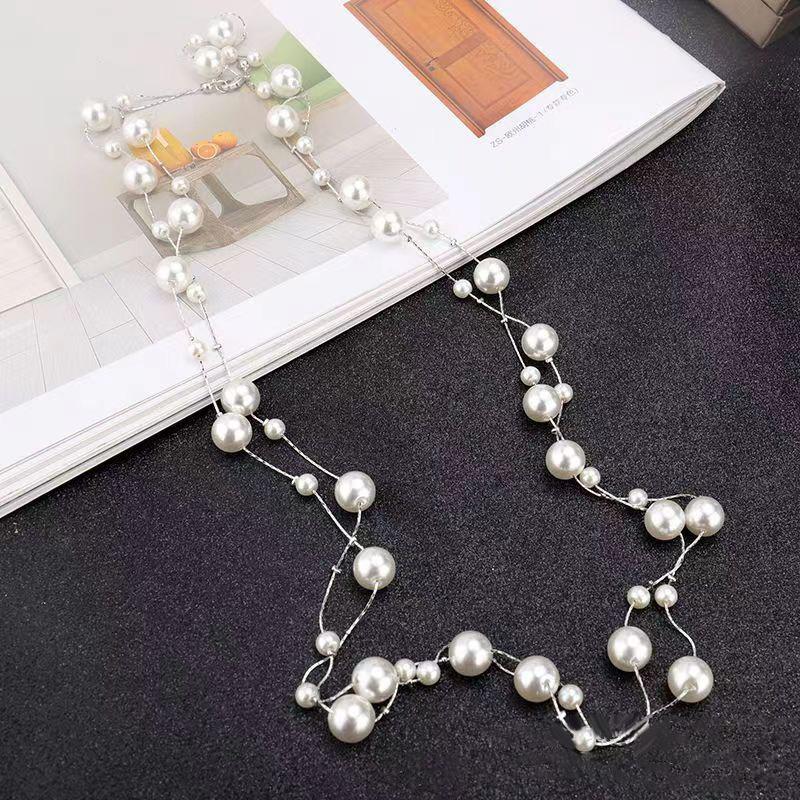 

Vintage Style Women Pearl Bead Necklace Multi Layered Imitation Fashion Accessory for Office Banquet Outing