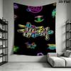 Blue Sky Palm Tree Tapestry, Low Angle Tropical Palm Scenery Street Signature Logo Wall Hanging