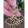 Bohemian Moon Eye Brass Earrings