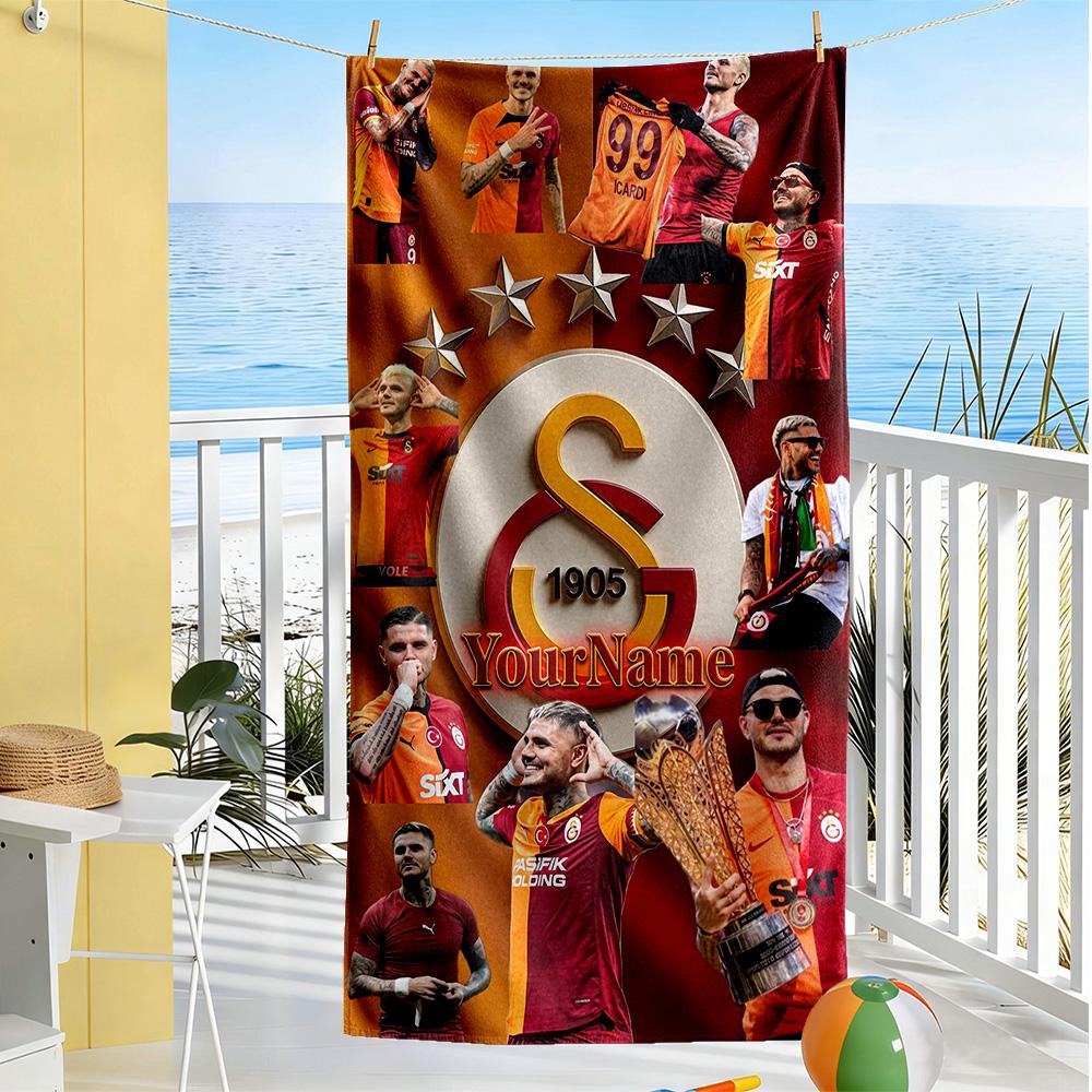 Galatasaray Customize Text Beach Towel Soft Durable Quick-Dry For Beach Bathroom Outdoor Swimming Pool Camping Picnic Yoga Diving Vacation Accessories