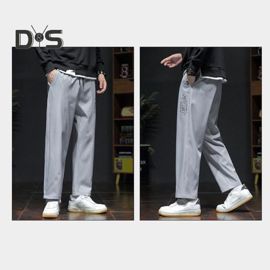 Pantaloni Bărbați Primăvară Toamnă cu Buzunare Laterale Șnur Talie Elastică Picior Larg Pantaloni Subțiri Culoare Solidă Largi Stil Stradal Sport Pantaloni pentru Muncă Zilnic