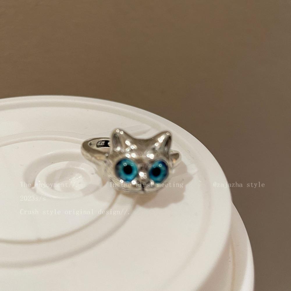 Morsom Liten Monsterring Store Øyne Pølsemunn Pekefingerring Søt Kul Tegneserie Søt Kjæreste Parring Smykker