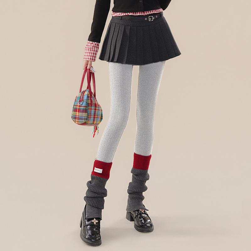 Dámské retro punčochové kalhoty s copánkovým vzorem a sametovým povrchem - Vysoký pas, zeštíhlující, japonský styl, univerzální sladké podzimní a zimní ponožky
