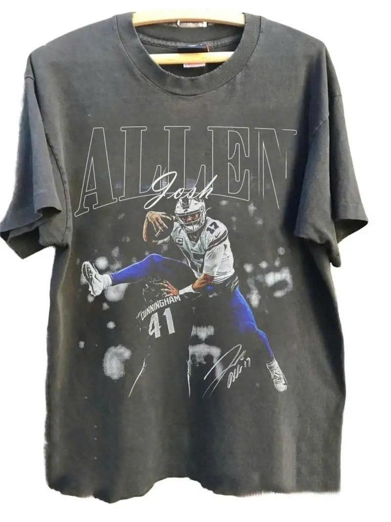 Josh Allen Vintage Buffalo Football Retro 90s Graphic Game Day Unisex Tee Unisex T-Shirt L