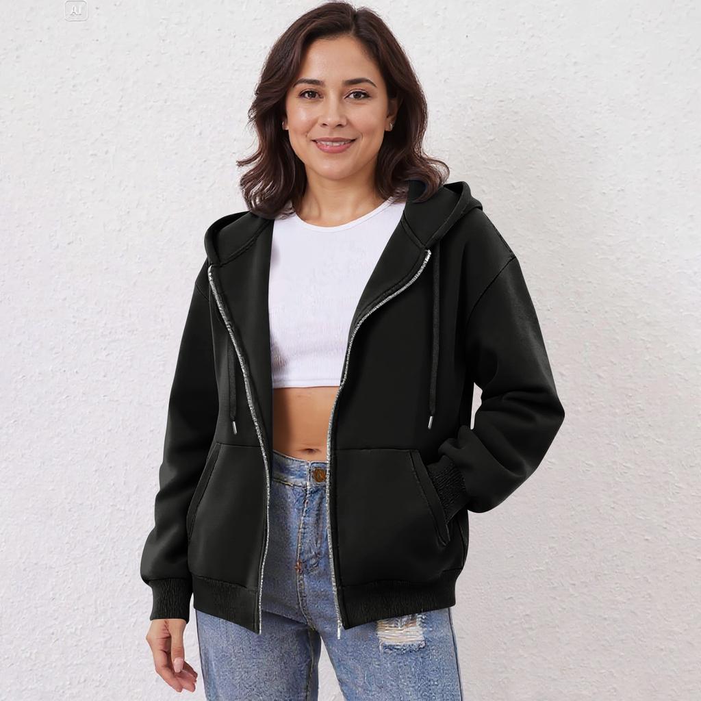 Women's Off Shoulder Zipper Hoodie Sweatshirt  Fashion Clothing Casual Jacket