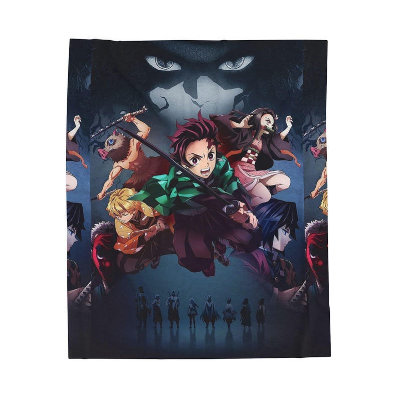

Demon Slayer Characters Velveteen Plush Blanket | Anime Scene Throw 30x40in