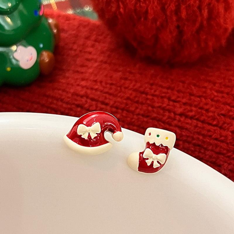 Colourful Zircon Christmas Tree Earrings For Women Sparkling Crystal Snowflake Elk Earring Girls New Year Holiday Jewelry Gifts