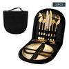 Camping Stainless Steel Set of 10 , Includes Plate, Steak Knife, Fork and Spoon