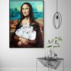 Funny Wall Art for Toilet Mona Lisa with Toilet Paper and Doughnut, Bathroom Toilet, Unique Humorous Painting On Canvas,