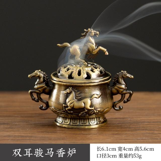 Mini Copper Tripod Incense Burner - Bronze Hollow Out Censer with Lid, Incense Stick Holder for Aroma Yoga Home Decor