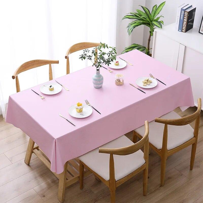 Table Cloth Waterproof Solid Color Dining Tablecloth Rectangular PVC Oil Resistant Mat Home Decoration Easy To Clean Table Cover