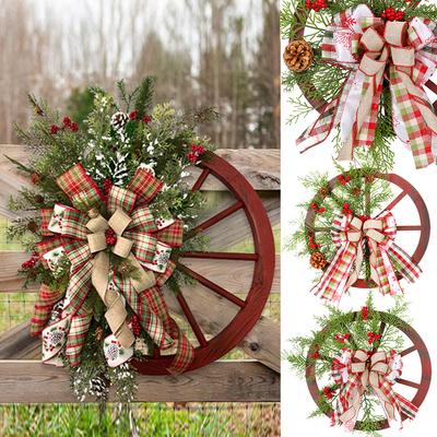 Weihnachtsdeko Türdekoration Hängender Holzroulette-Rad-Kranz Weihnachts-Kiefernzapfen-Kranz