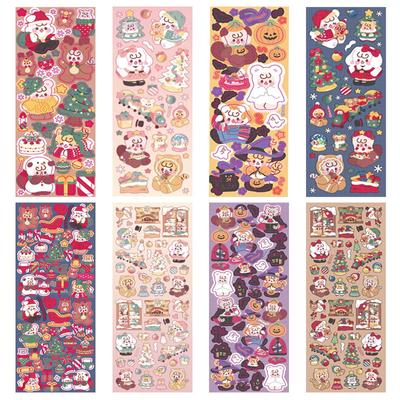 American Style Sticker Christmas Halloween Series Sticker Cute Cartton Bunny Puppy Sticker for DIY Decorative Scrapbook Journal