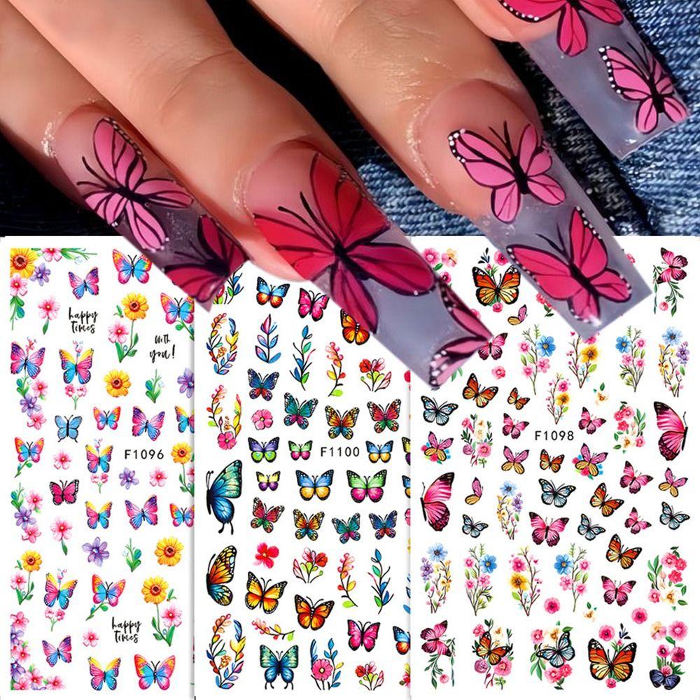 Purple Petals Nail Stickers Blossom Pink Nail Tips Decoration New Creative Decals Nail Art