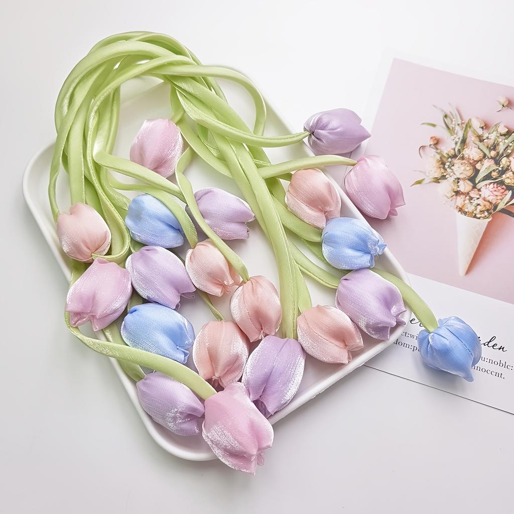 20 Tulip Ribbon, Simulated Flower Bow Ribbon, Hairpin Jewelry Additions, Clothing Bag Belt Additions, For Gift Packaging