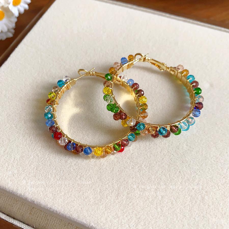Color crystal earrings women's new popular niche design sense high-end earrings fashion personality atmosphere earrings