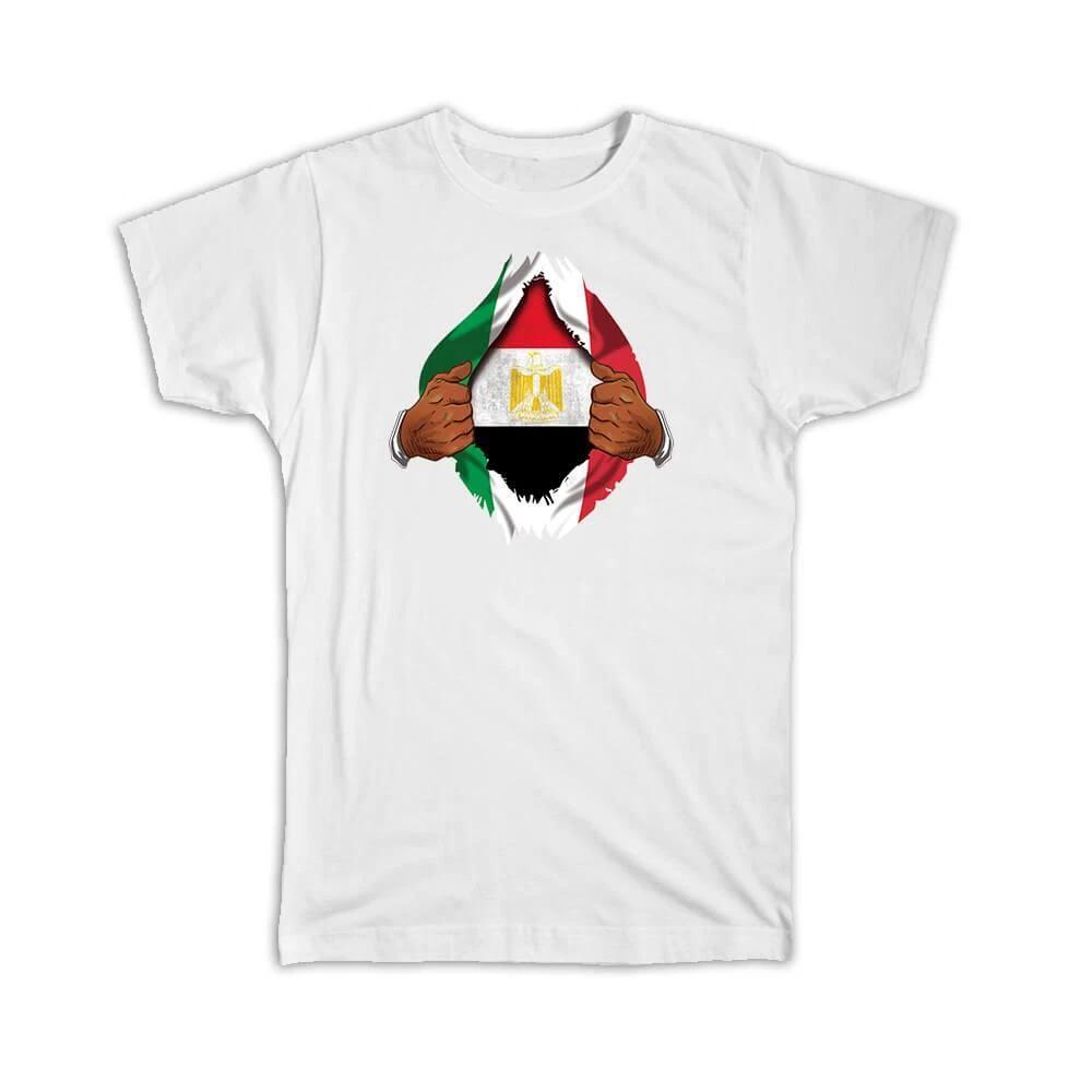 Gift T-Shirt : Egypt Italian Flag Chest Egyptian S