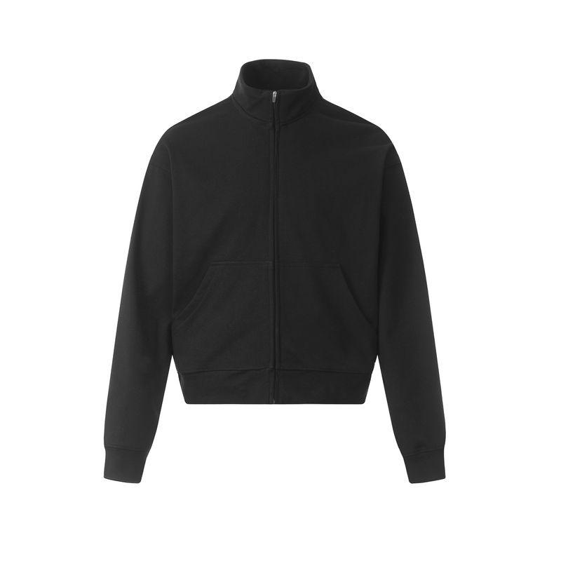 Kisko American Retro Gray Boxy Stand-Up Collar Zipper Sweatshirt Unisex Trendy Loose Casual Short Jacket Ins