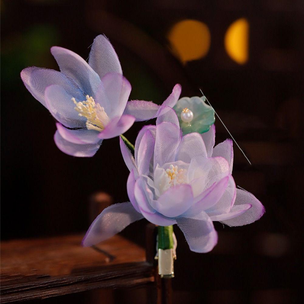 

Pearl Silk Flower Hairpin Tassel Hanfu Headwear Antique Ancient Hair Clip Women Style6