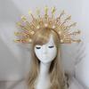 Handmade Sun Halo Crown Headband Gold Silver Black Star Hair Band Gothic Lolita Goddess Queen Anna Tiara Headpiece Accessories