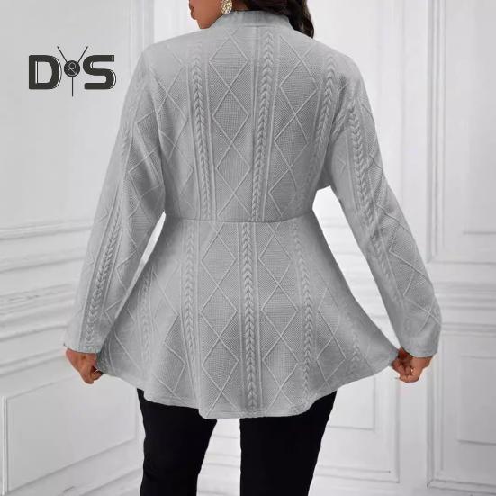 Fall Winter Lady Suit Coat Single Button Textured Jaquard Solid Color Mid Length Deep V Neck Long Sleeves Formal Business Style Lady Commuting Jacket