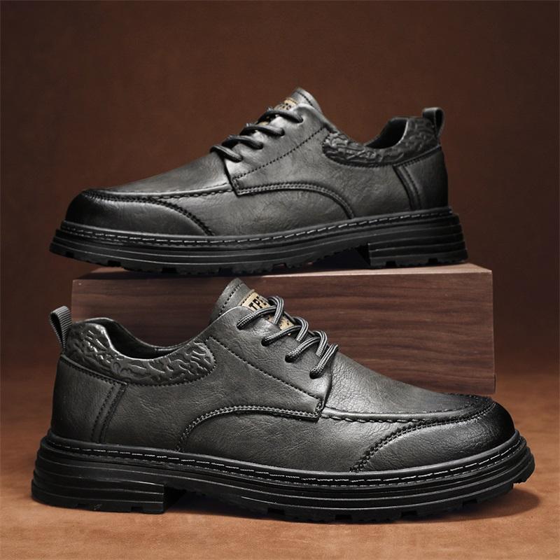 Fashion Men's Formal Social Shoes lace up Leather Round Cap Toe Oxfords Original Business Men Dress Shoes outdoor fashion footwear