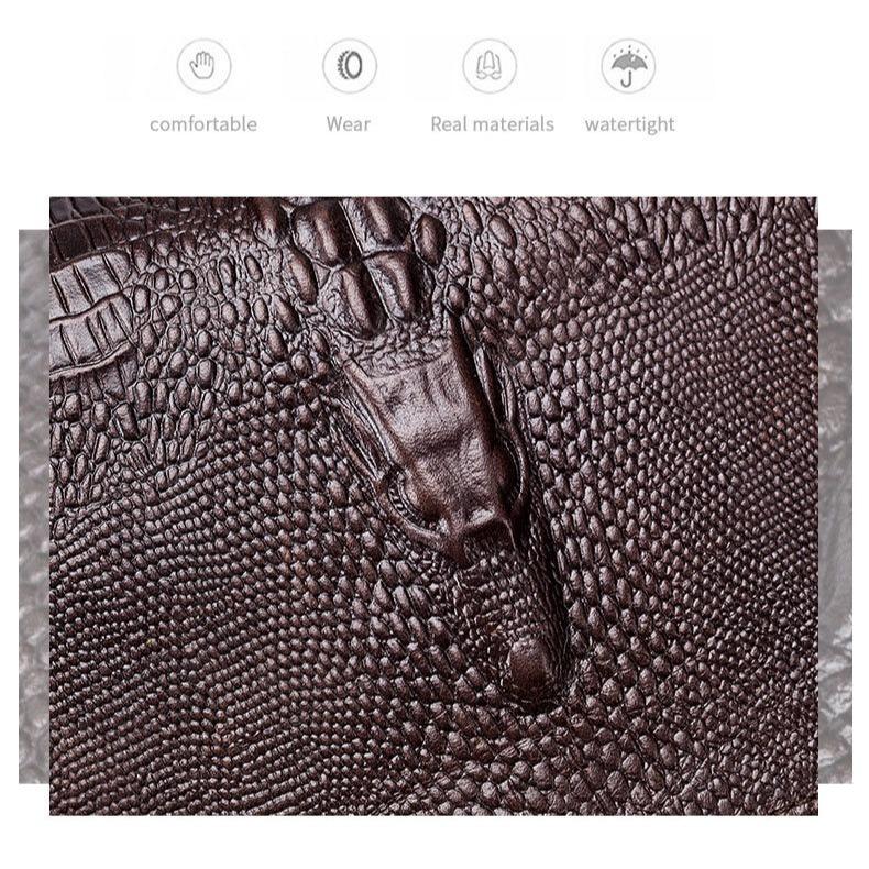 Men Vintage Crocodile Grain Top Grain Genuine Leather Motorcycle Thigh Leg Bag Multifunctional Waist Hip Fanny Pack For Riding