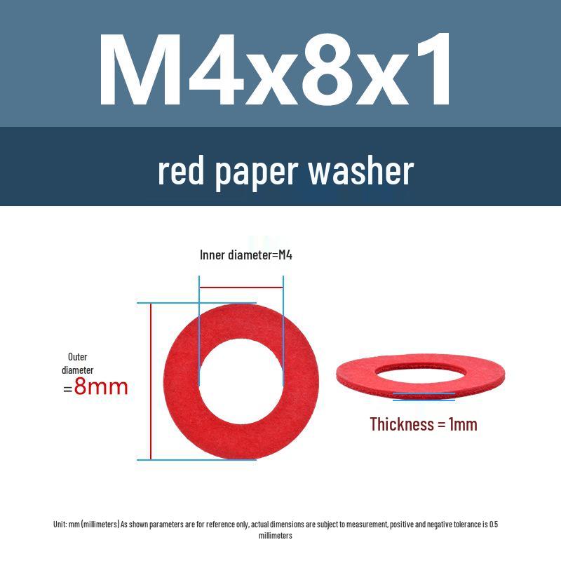 Yigu Red Mica Paper Washer Gasket M2-M20 Flat Washer