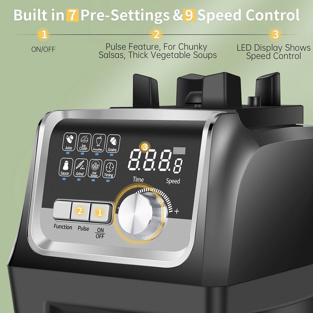 2L 2200W Duty Commercial Grade Blender Mixer Juicer Food Processor Ice Smoothie Bar Fruit Blender Vegetable Fruit Easy Wash