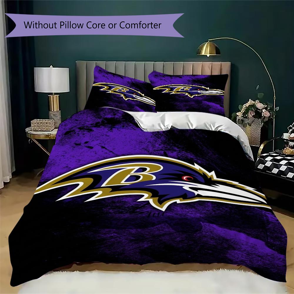Baltimore Ravens Muster Bettwäsche Steppset Steppdecke Kissenbezug Heimdekoration Geburtstagsgeschenk (1*Bettbezug + 2*Kissenbezug ohne Füllung)