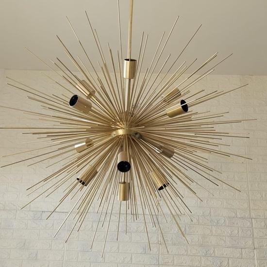 12-světlový mosazný lustr Sputnik v moderním stylu poloviny století, nastavitelný stropní lustr do jídelny, obývacího pokoje, ložnice, vstupní haly