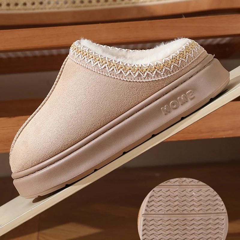 Nuove Pantofole con Zeppa Soffici alla Moda per Donna 2025 Inverno Peluche Calde Scarpe di Cotone Donna Comfort Antiscivolo Unisex Pantofole da Casa