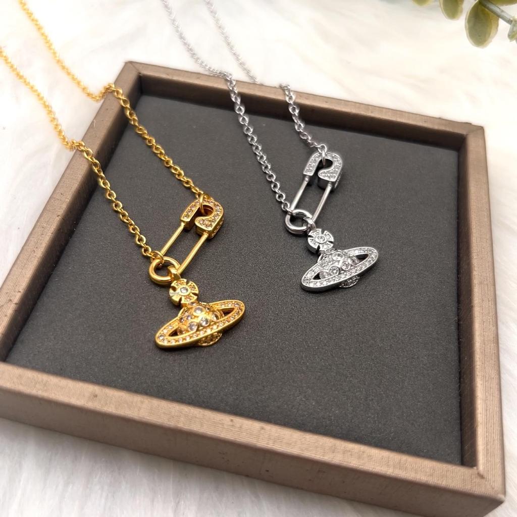 Empress Cixi Saturn Brosch Halsband - Lyxig Dam Gem Nyckelbenskedja