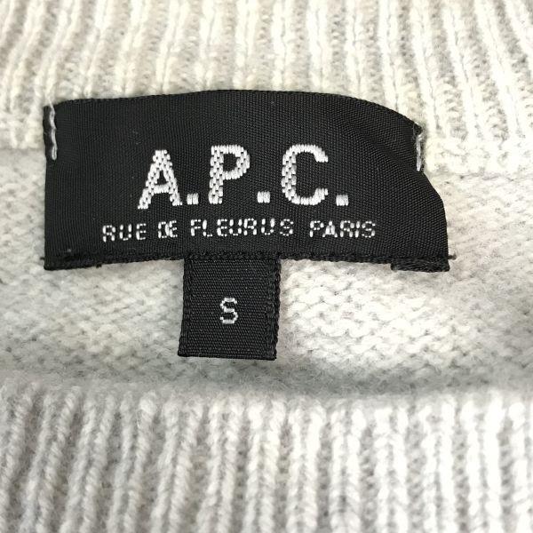 Italiaanse A.P.C. 100% Wol V-hals Trui Heren S Lichtgrijs cBH560(GEBRUIKT)