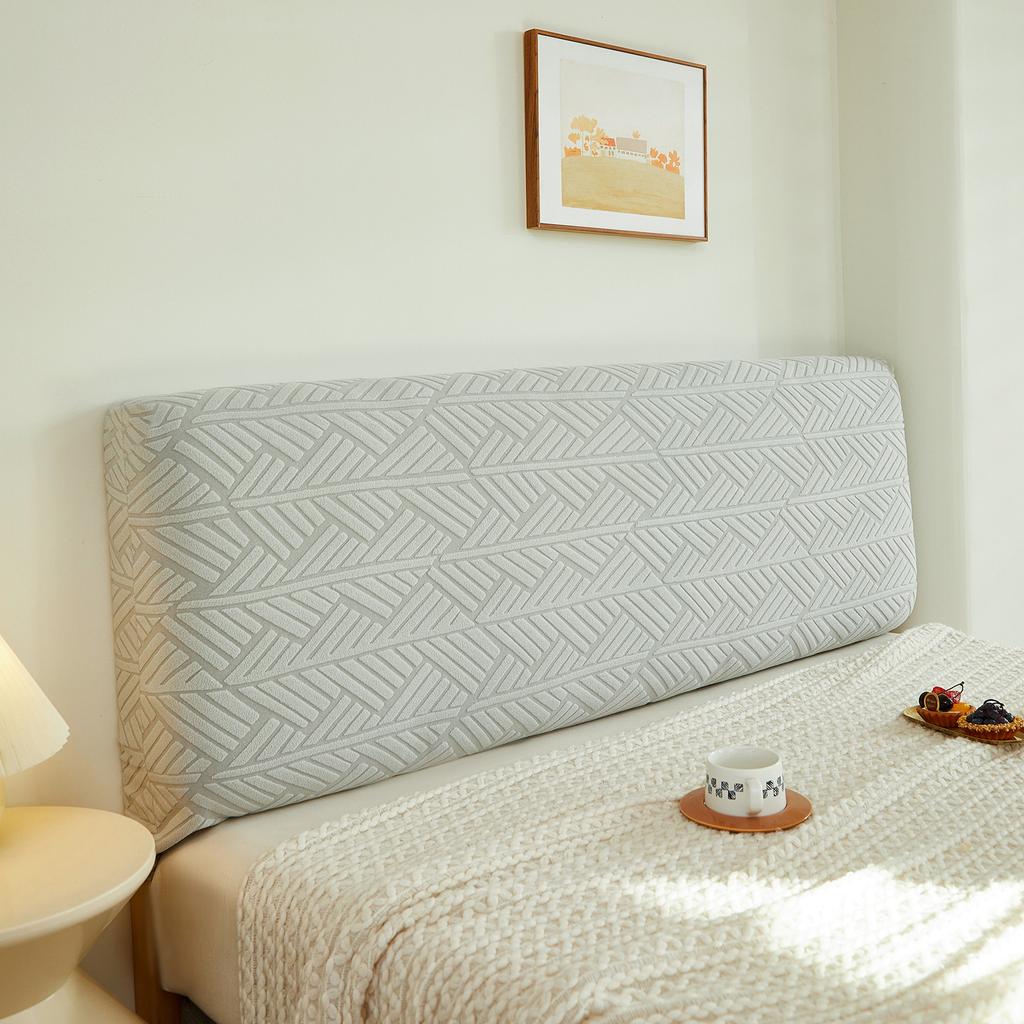 Jacquard Bed Headboard Cover Solid Color Elastic Bed Head Slipcover Leaves Printed All-inclusive Bed Backrest Cover Bedrooms