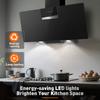 SNDOAS 90cm Range Hood A+++ 800 M³/h Drafting Power 3+ Booster Stages Touchscreen Activated with Activated Carbon Filter
